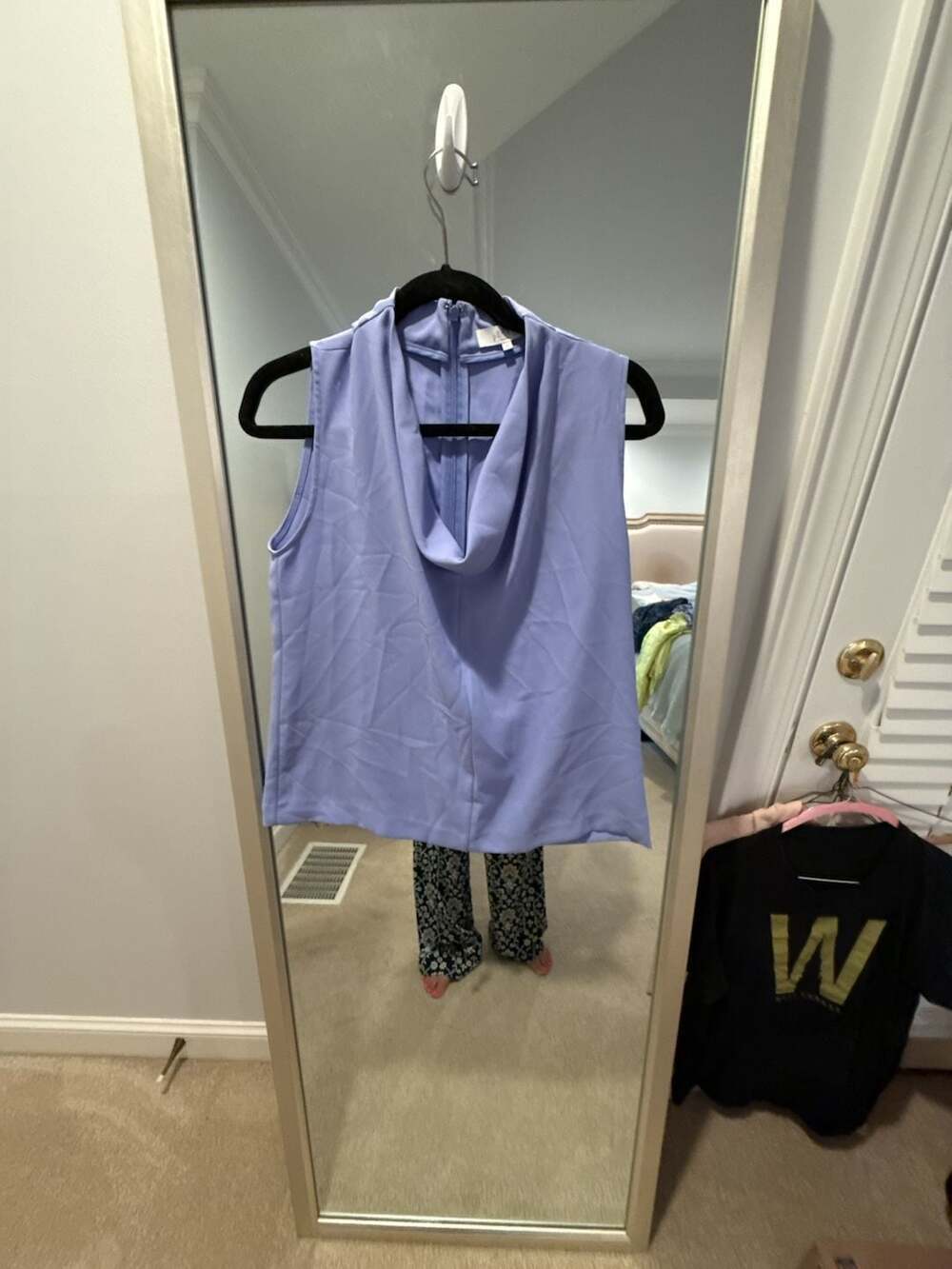 Pearl by Lela Rose Sleeveless Cowl Neck Blouse in Periwinkle Blue